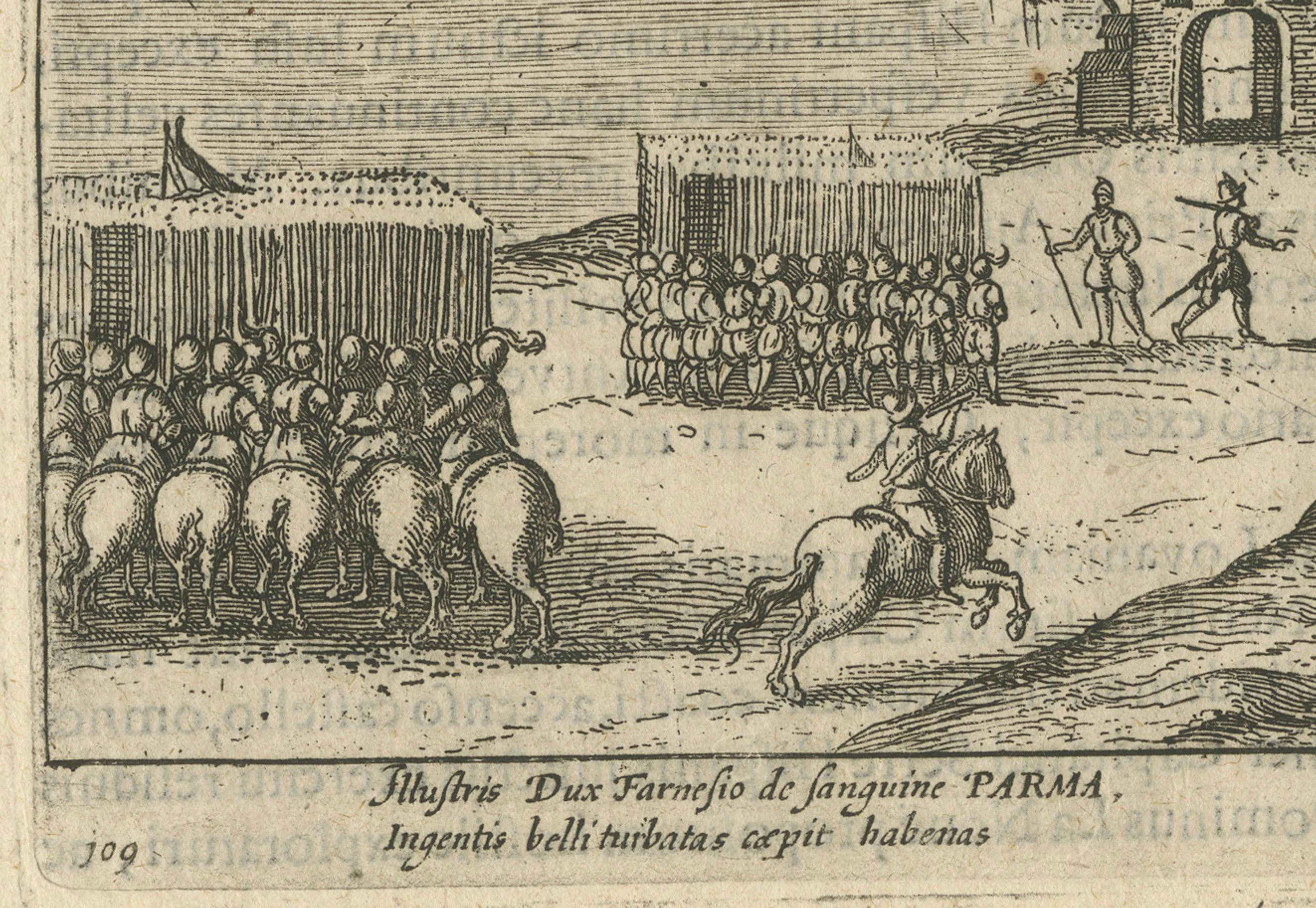 Siege of Kerpen under Duke of Parma – Original Engraving from Baudartius, 1616 In Good Condition For Sale In Langweer, NL