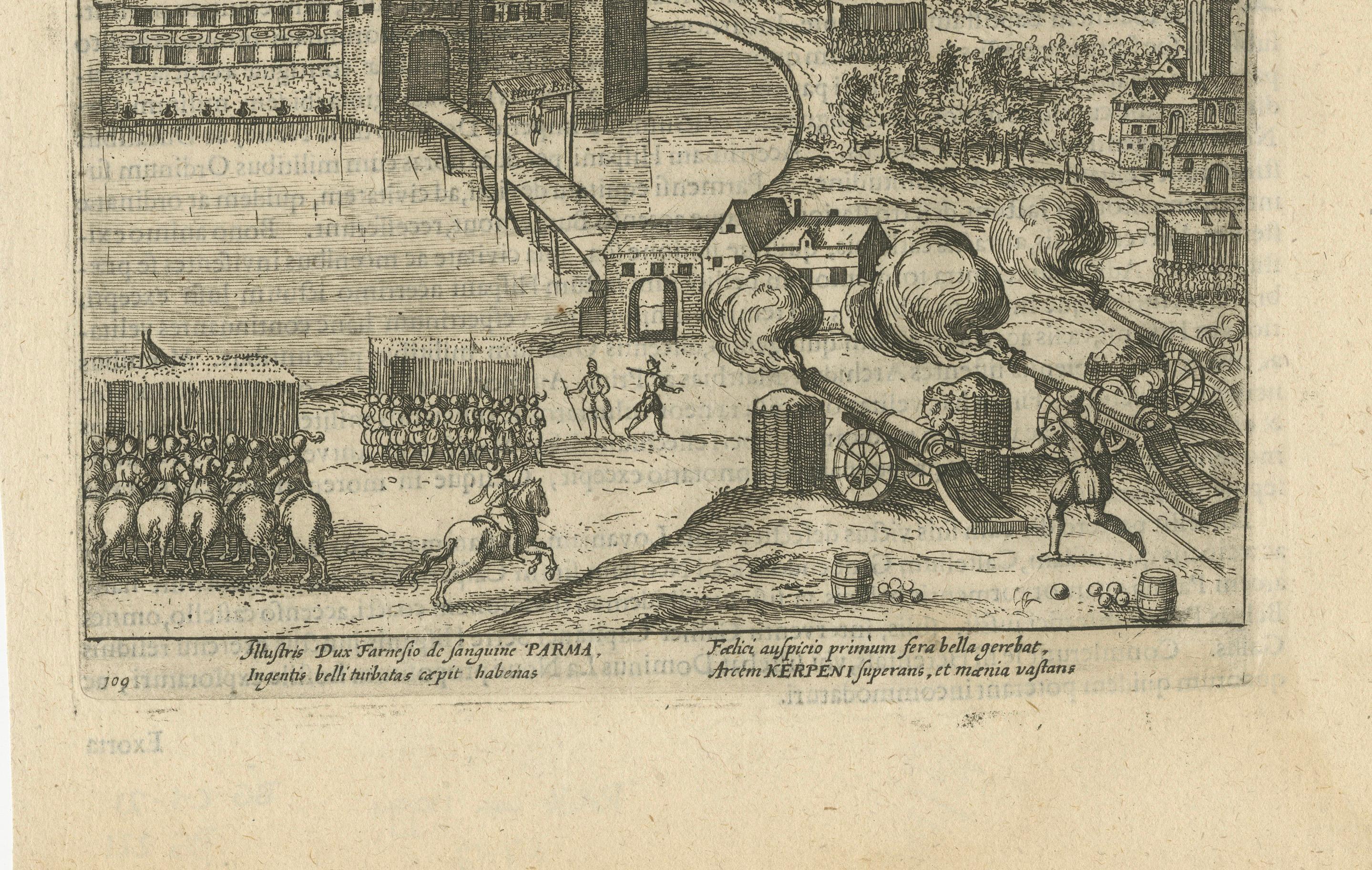 Siege of Kerpen under Duke of Parma – Original Engraving from Baudartius, 1616 For Sale 2