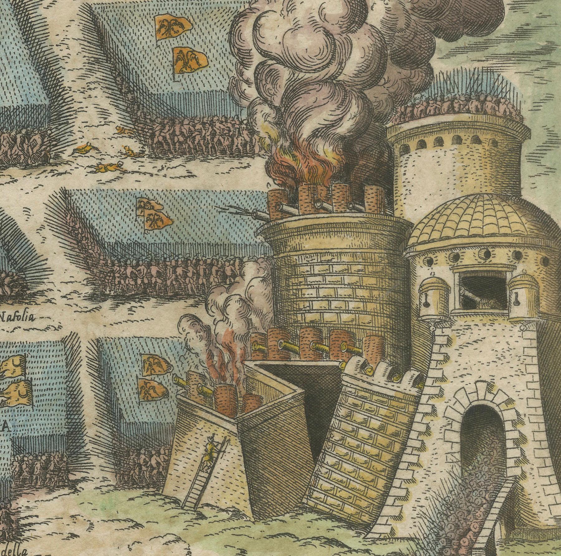 Siege of Szigetvár, 1566: Lafreri's Rare Handcolored Engraving Published in 1585 For Sale 1