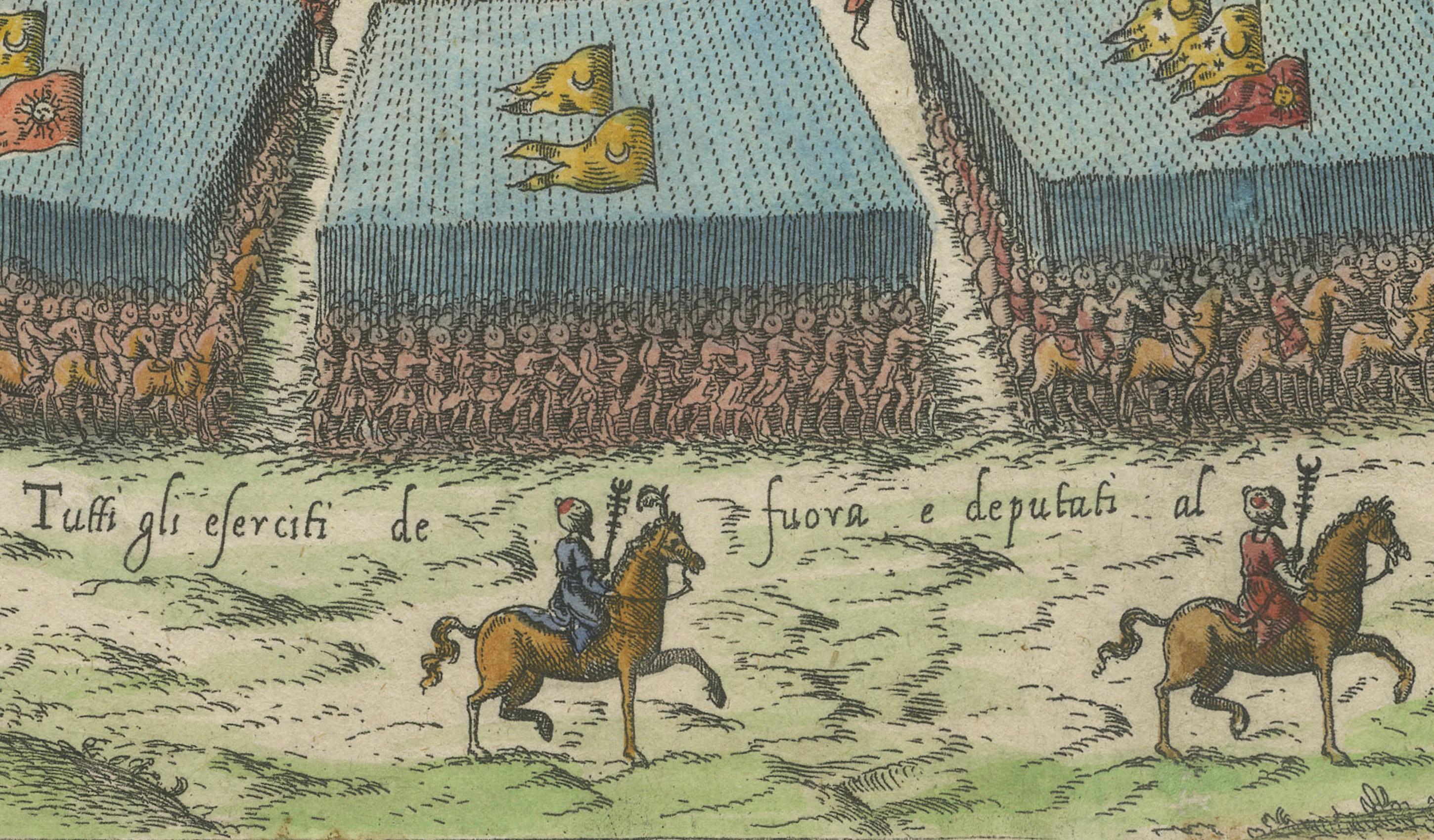 Siege of Szigetvár, 1566: Lafreri's Rare Handcolored Engraving Published in 1585 For Sale 2