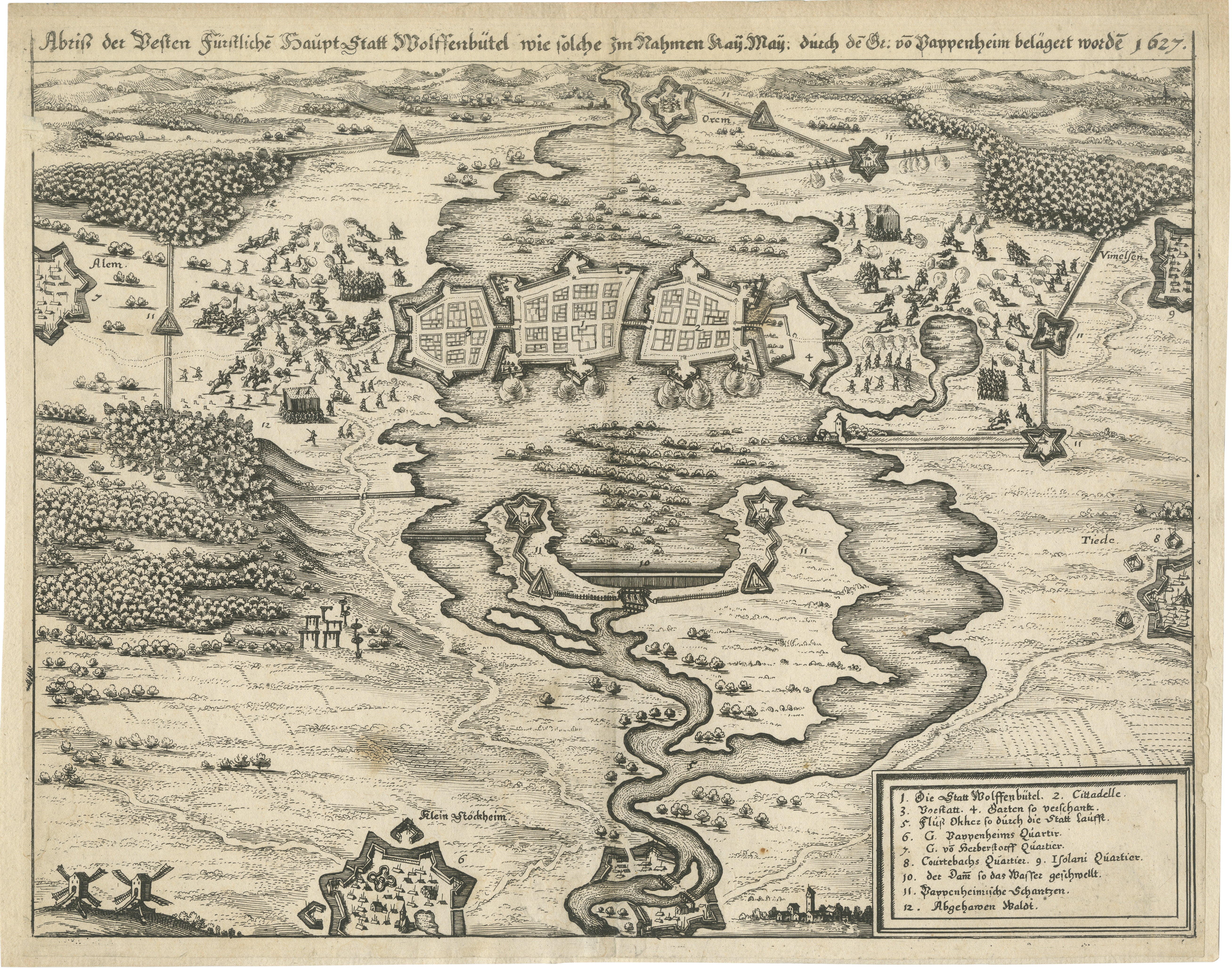 Siege of Wolfenbüttel, 1627 – Merian Theatrum Europaeum Engraving, c.1635