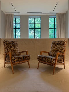 Siege Steiner Pair Chairs Upholstered in Scalamandre Velvet Fabric, France 1950s