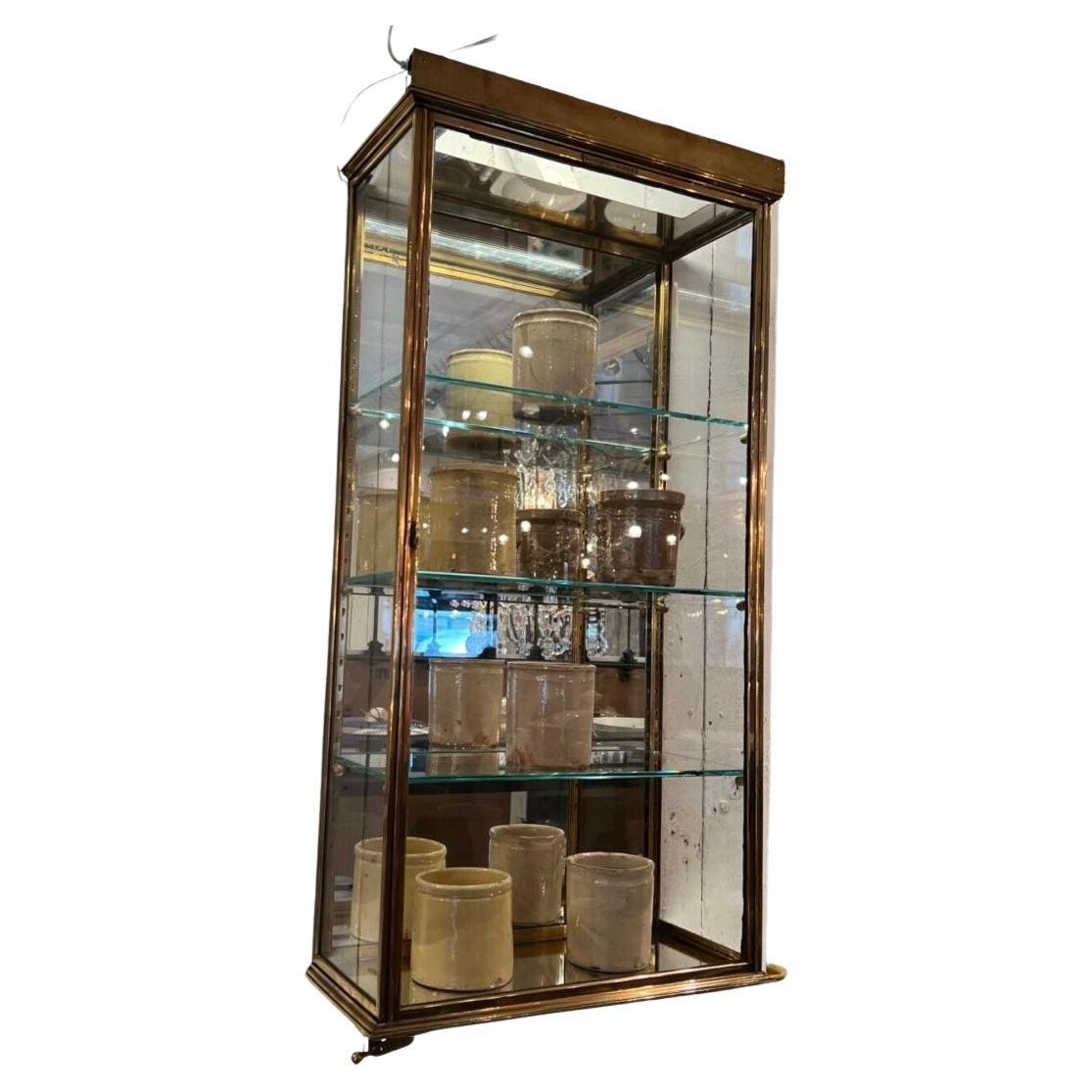 Siegel Paris Brass Wall Vitrine, France 1930s