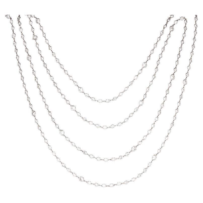 Siegelson Platinum Diamond Chain Necklace For Sale