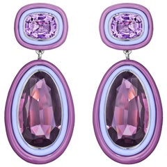Siegelson Spinel and Amethyst White Gold Purple Chroma Ear Clip Earrings