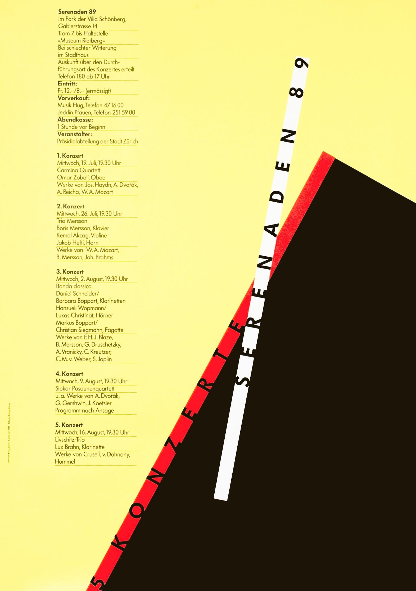 "Serenaden 89" Swiss Post Modern Music Festival Original Vintage Poster - Print by Siegfried Odermatt