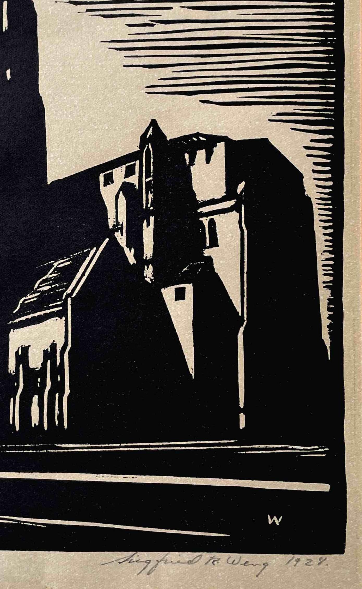 A Handsome Woodcut on Paper of the Univ. of Chicago Chapel by Siegfried Weng For Sale 2