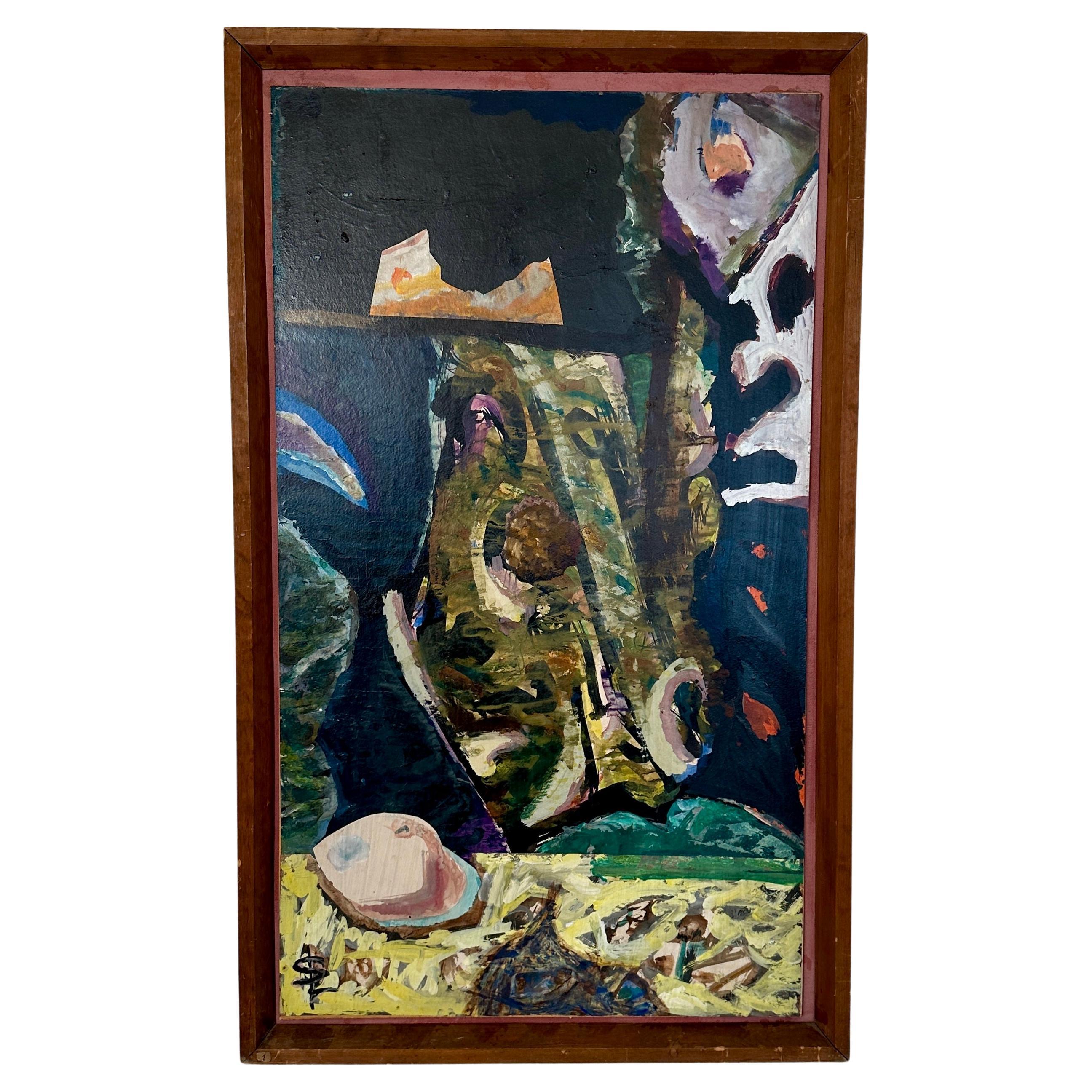 Siegmund Lympasik, Abstract Composition Pastel on Paper, Framed, around 1980s For Sale