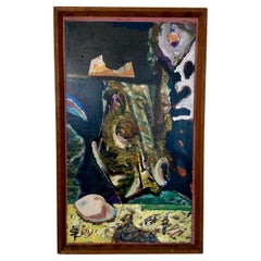Vintage Siegmund Lympasik, Abstract Composition Pastel on Paper, Framed, around 1980s