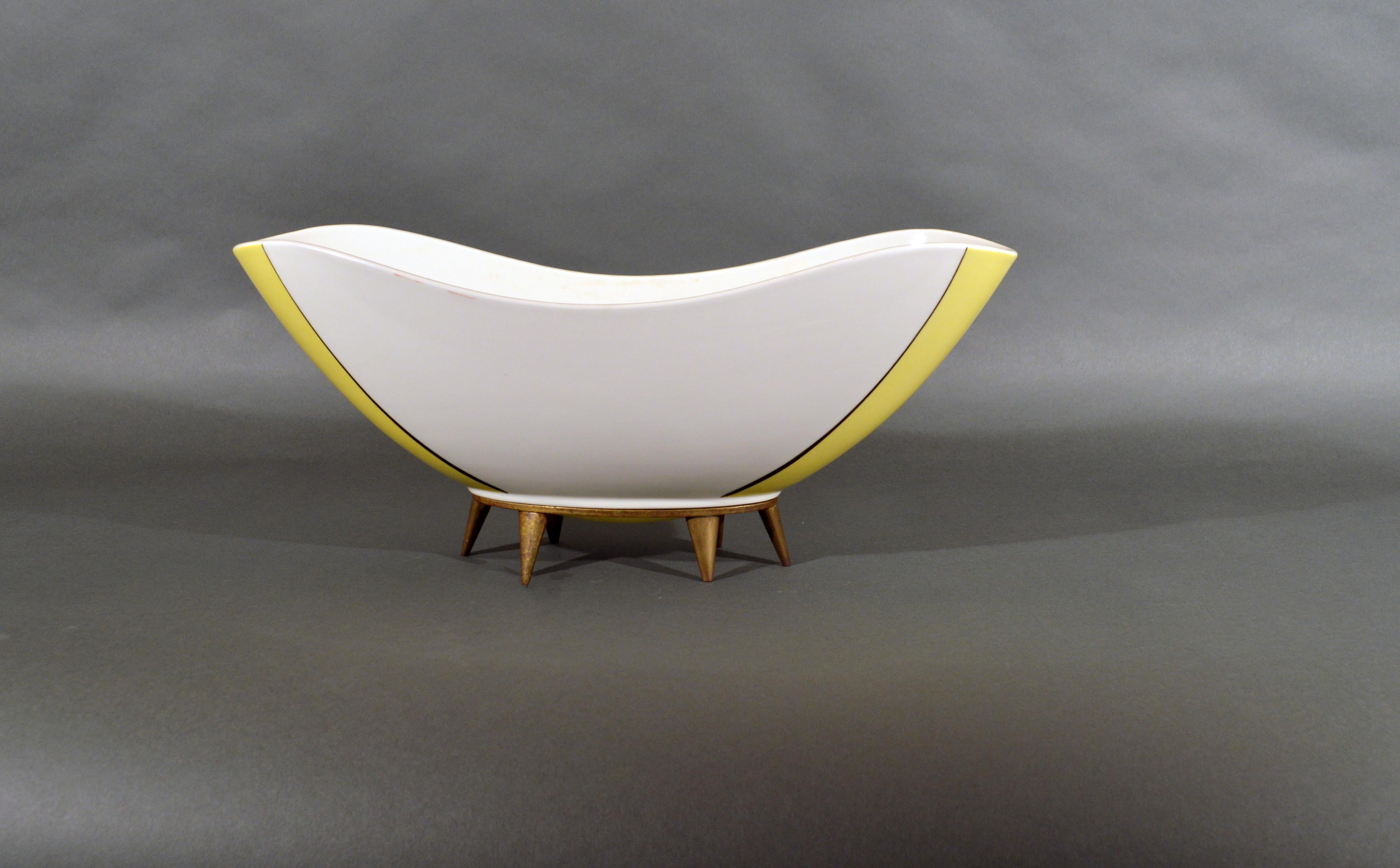 Siegmund Schütz Modernist Ceramic Bowl for KPM Berlin In Good Condition For Sale In Downingtown, PA