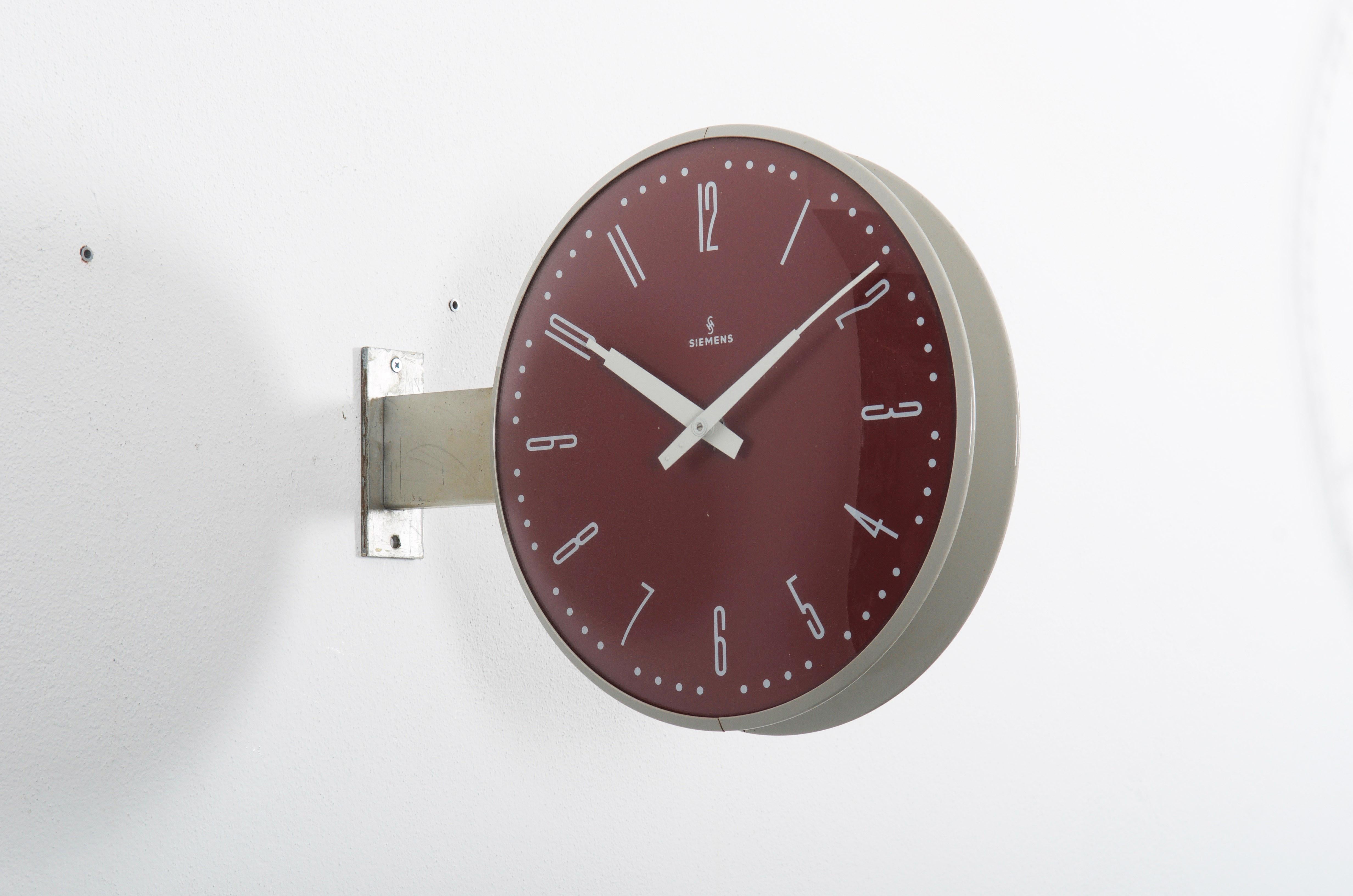 Allemand Horloge double face Siemens Halske de gare:: d'atelier ou d'usine
