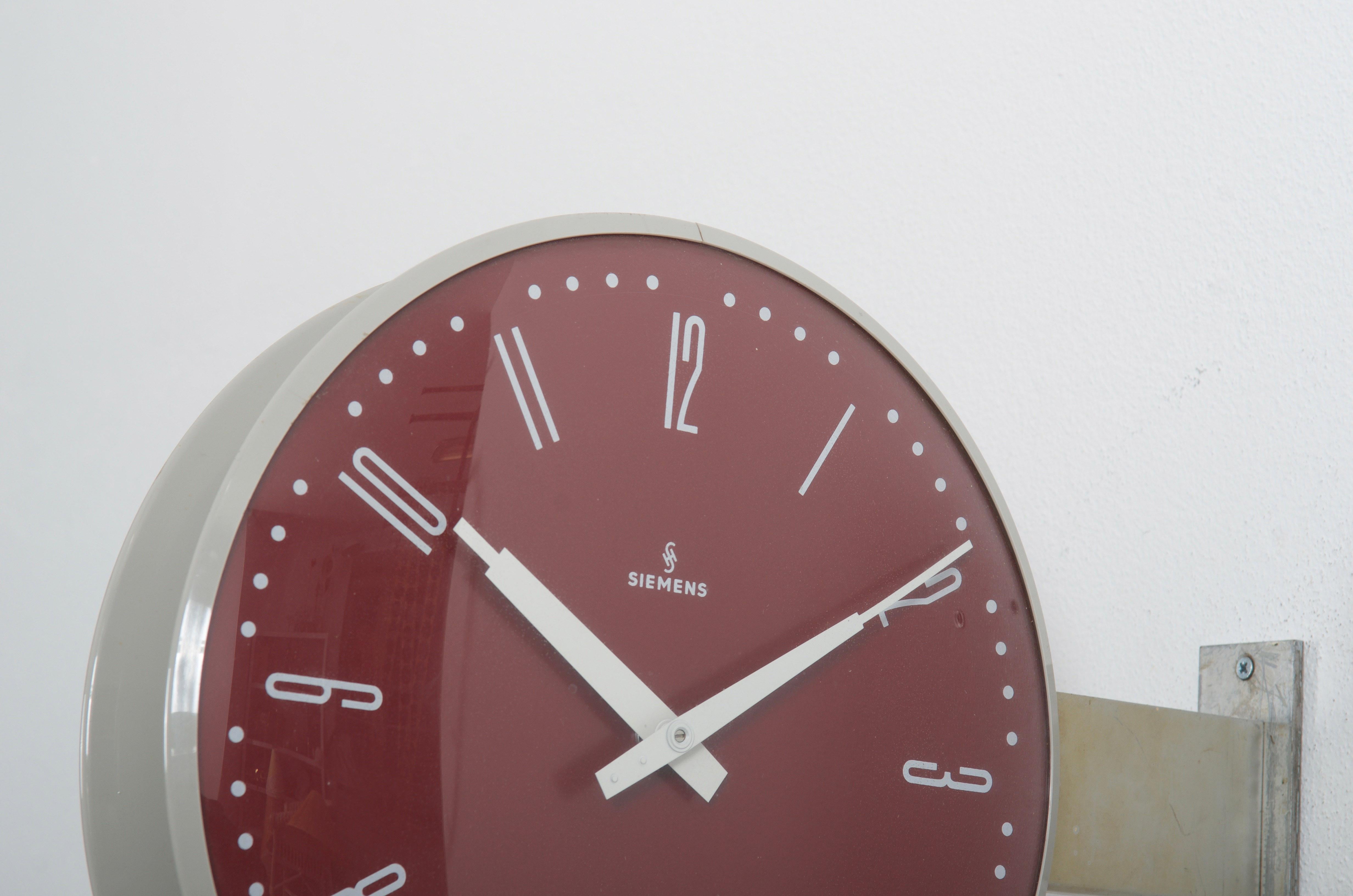 Acier Horloge double face Siemens Halske de gare:: d'atelier ou d'usine