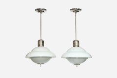 Siemens JL20-T3 Ceiling Lights, Opaline Glass, Nickel, 1940s Germany