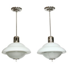 Siemens JL20-T3 Ceiling Lights, Opaline Glass, Nickel, 1940s Germany