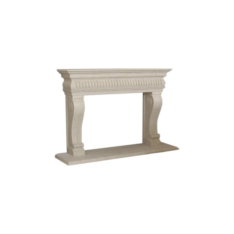 Siena Fireplace in Travertino Classico Marble by Kreoo For Sale