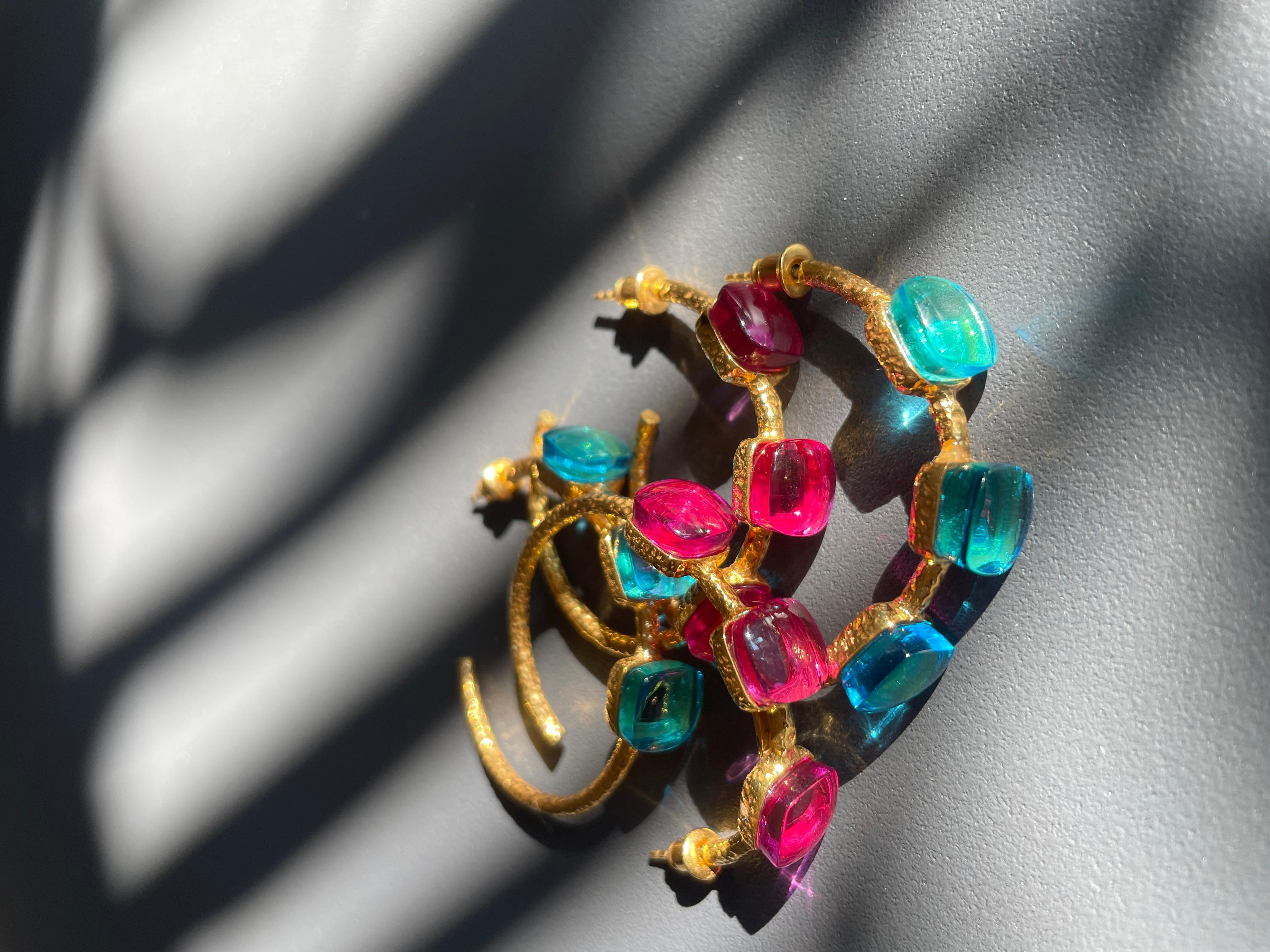 Siena Hoop Earrings - Aquamarine Blue For Sale 4