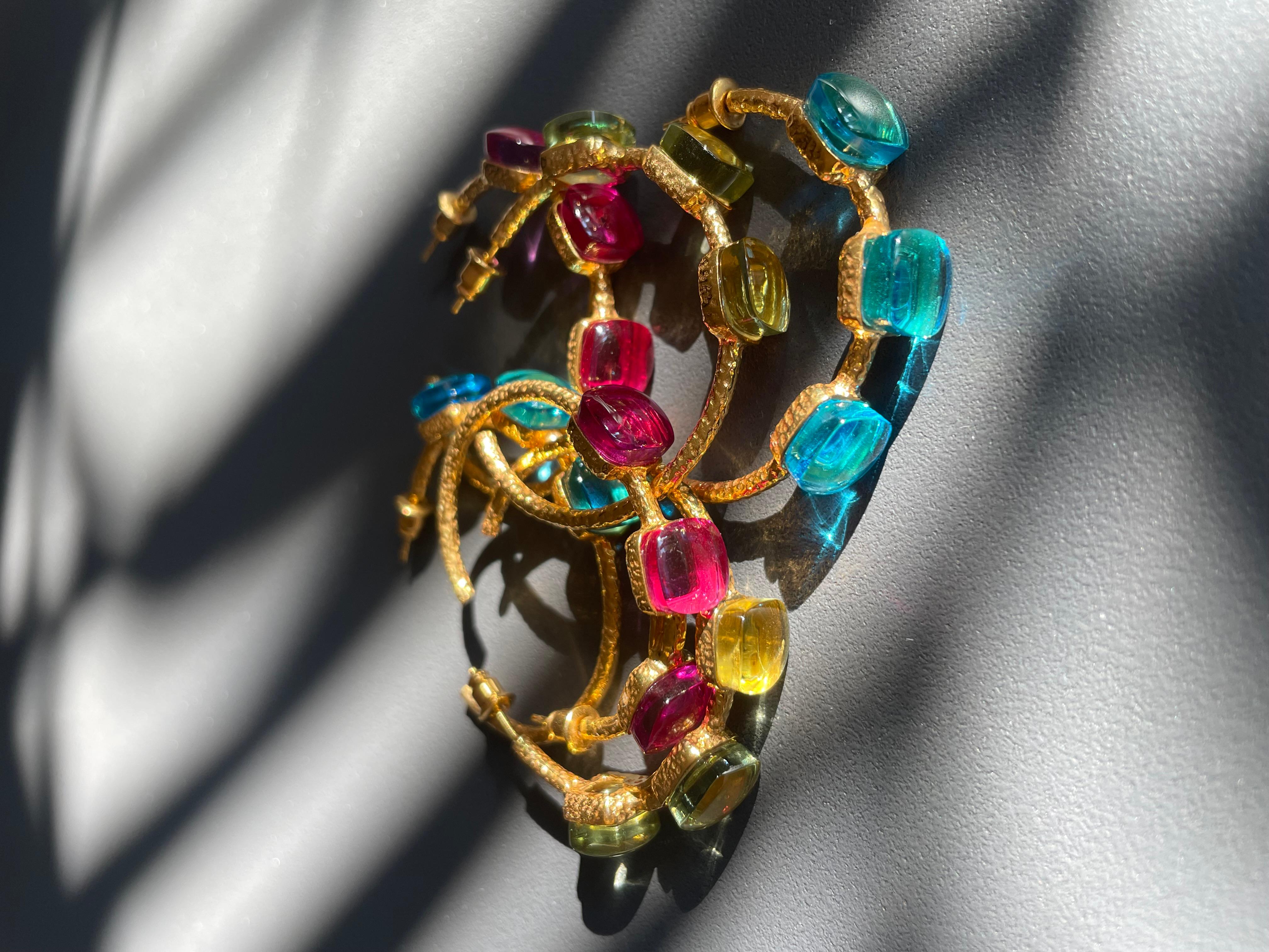 Siena Hoop Earrings - Aquamarine Blue For Sale 5