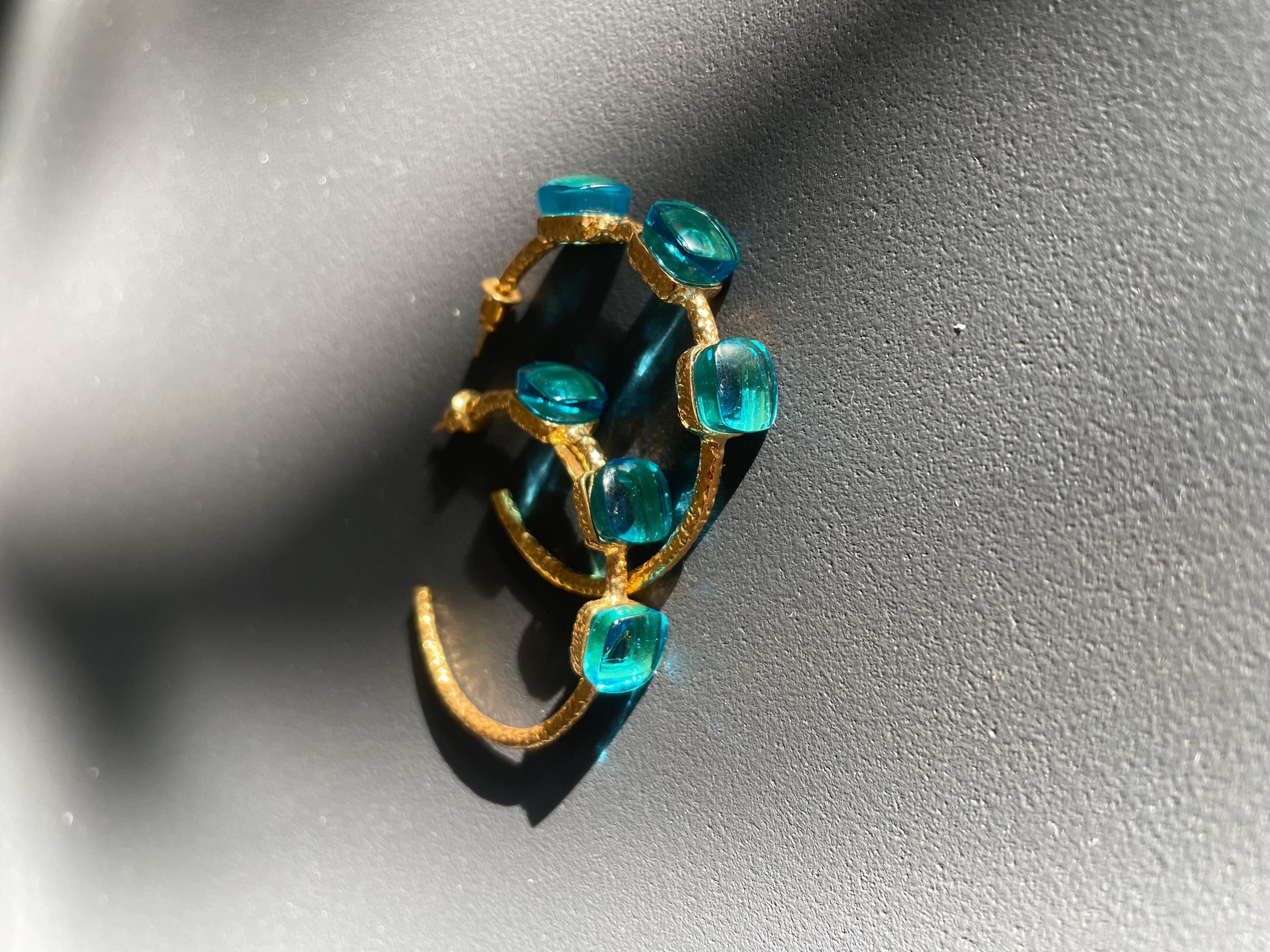 Siena Hoop Earrings - Aquamarine Blue For Sale 7