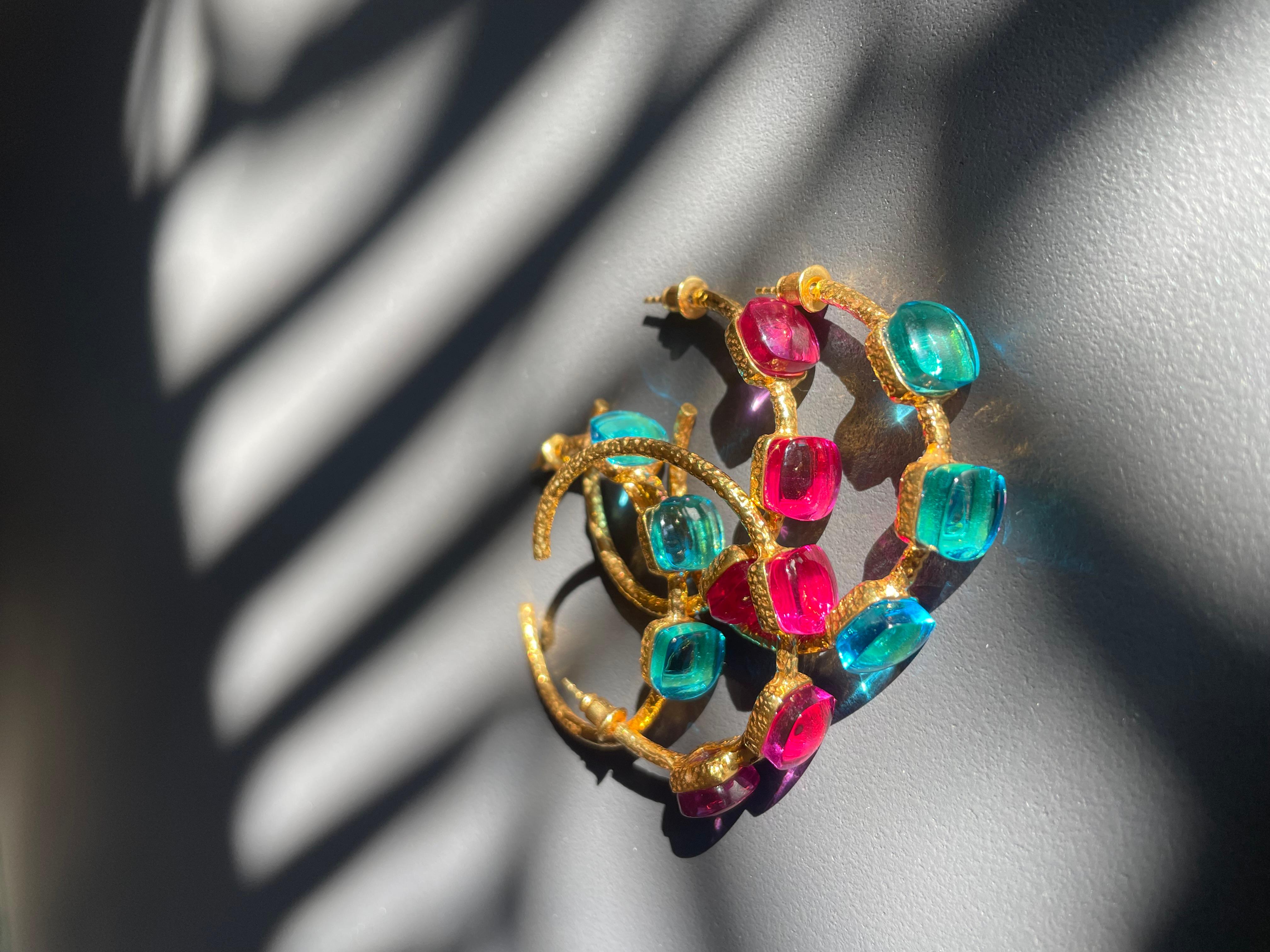 Siena Hoop Earrings - Aquamarine Blue For Sale 2