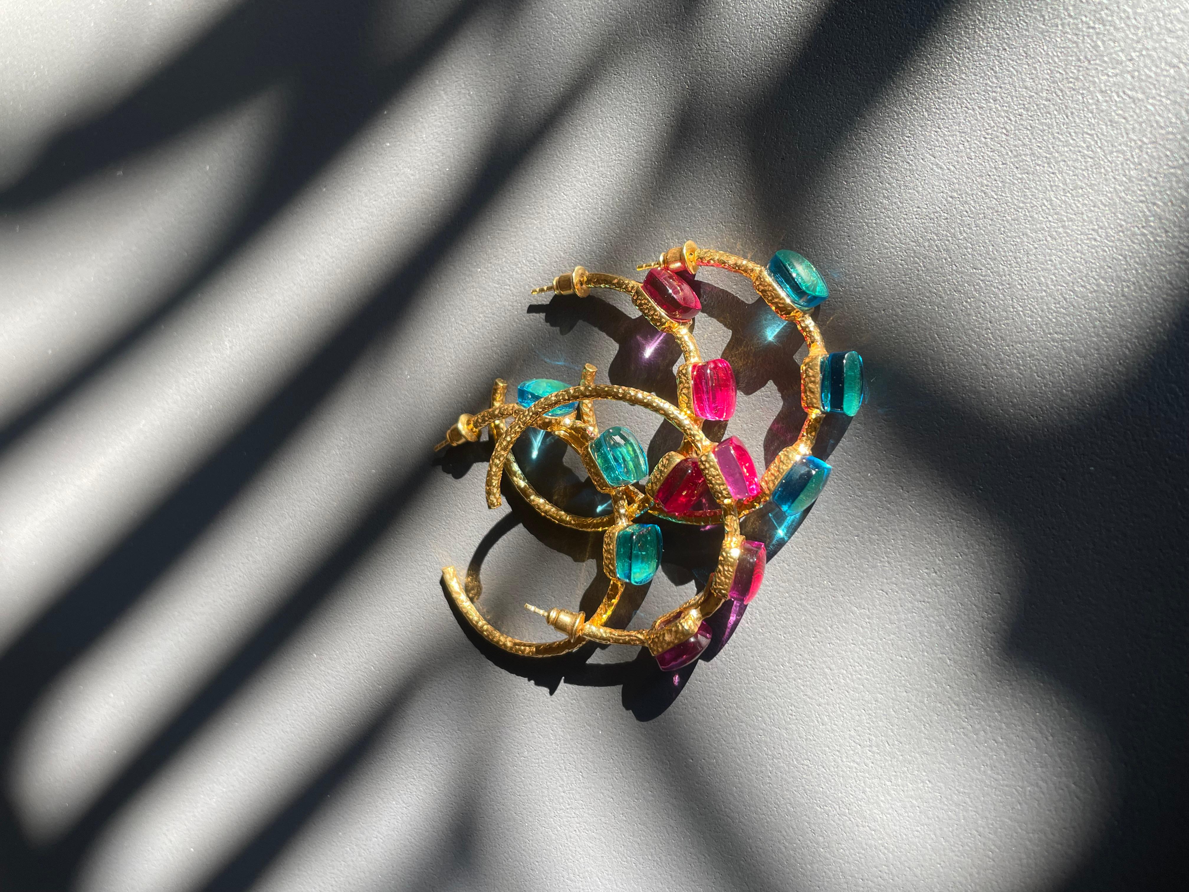 Siena Hoop Earrings - Aquamarine Blue For Sale 3