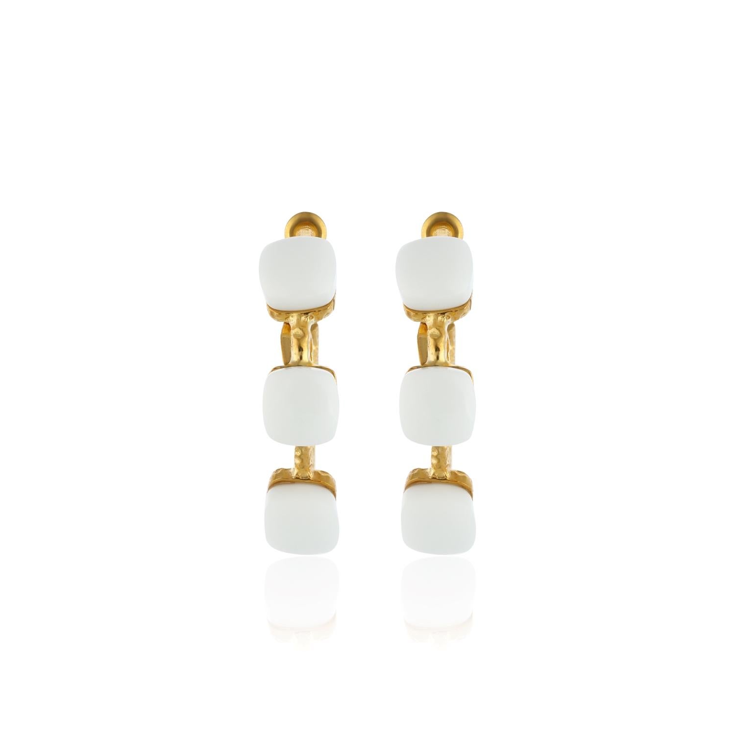 Artisan Siena Hoop Earrings - Matte White For Sale