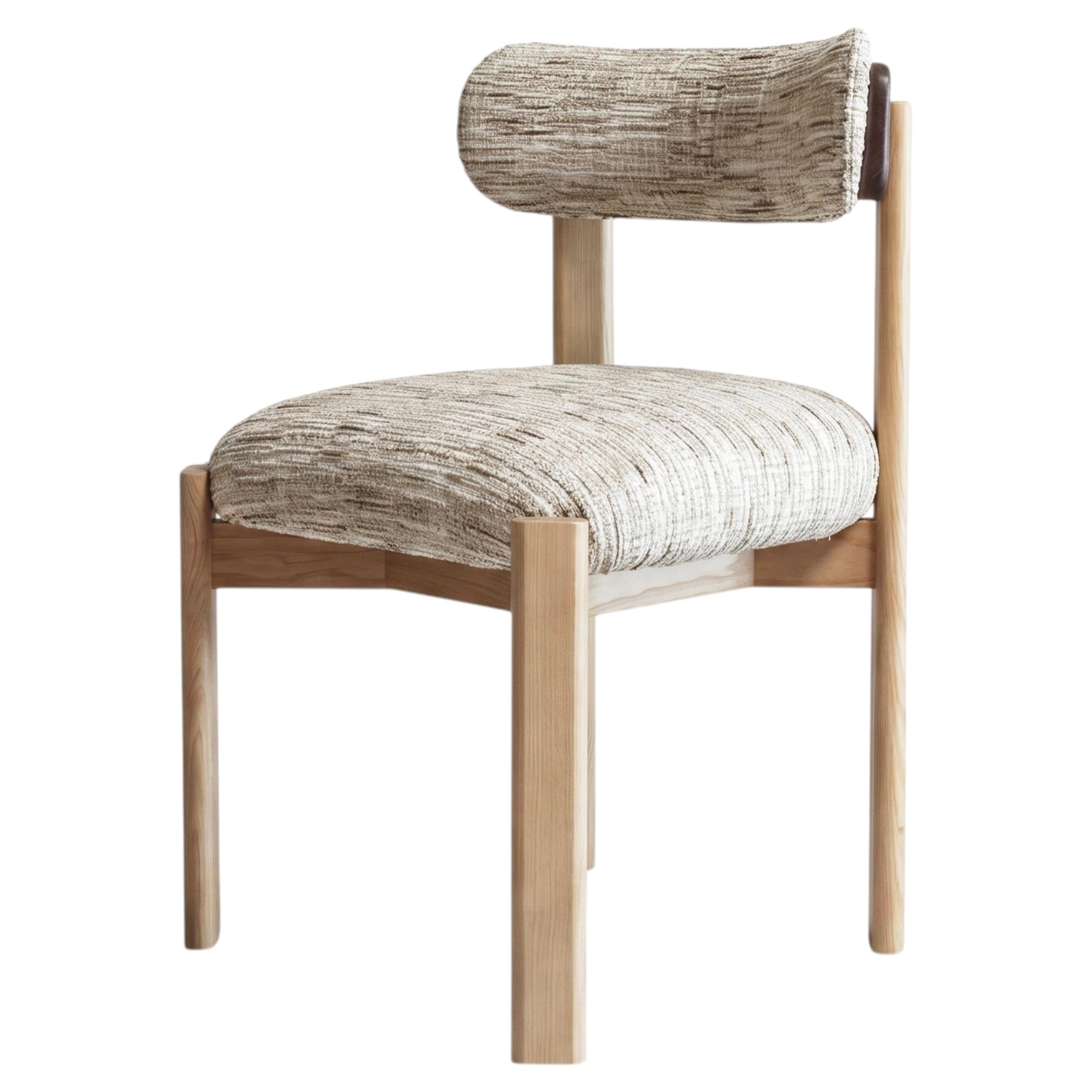 Silla Siena Mediana en tejido Koya Driftwood y estructura de madera natural