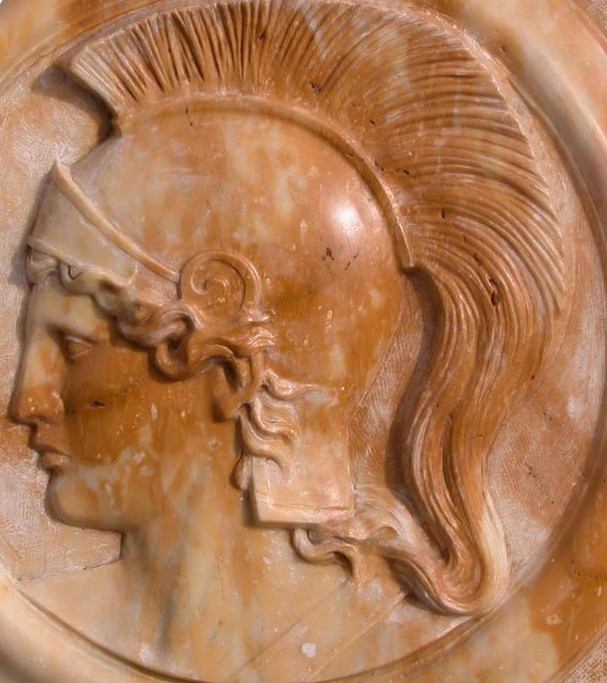 Modern Siena Yellow Bas-Relief of Atena, Early 20th Century For Sale