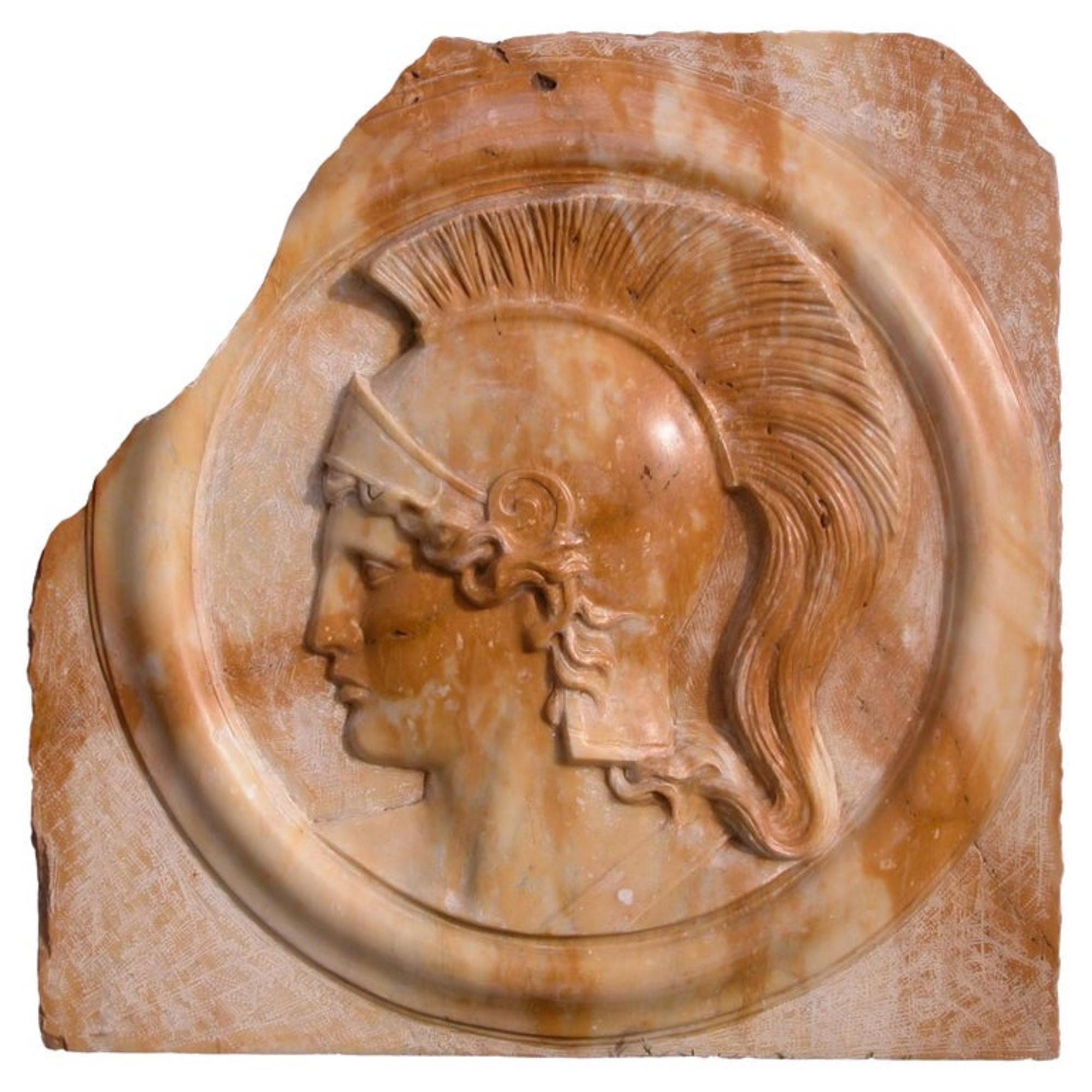 Siena Yellow Bas-Relief of Atena, Early 20th Century In Good Condition For Sale In Madrid, ES