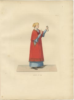 Sienese Nobility and Knight of the Knot in Lavish Medieval Costume. 1845