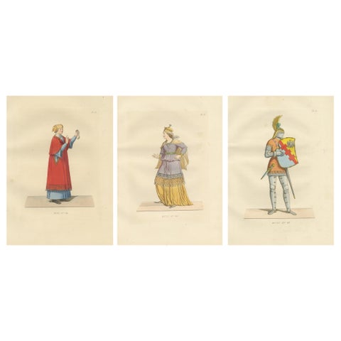 Sienese Nobility and Knight of the Knot in Lavish Medieval Costume. 1845