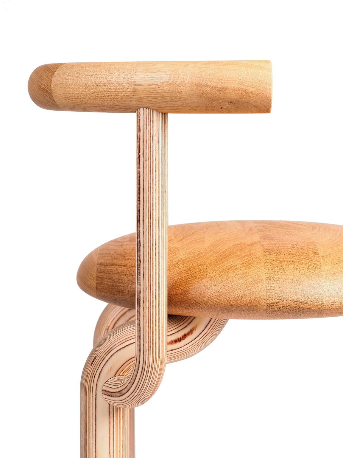 Scandinavian Modern Sieni, a 21st Century Round Wooden Mushroom Dining Chair in Scandinavian Design For Sale