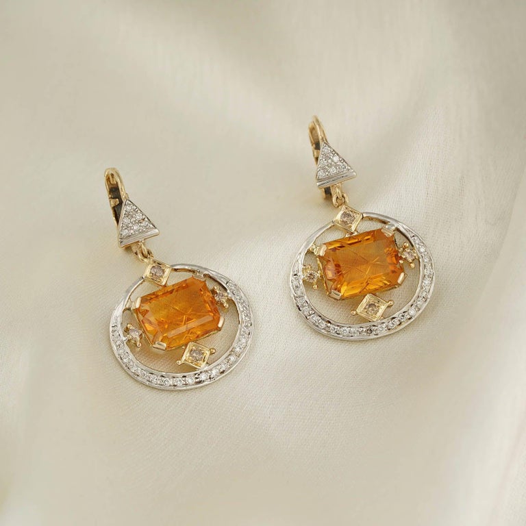 Sienna diamond and citrine Earrings For Sale at 1stDibs