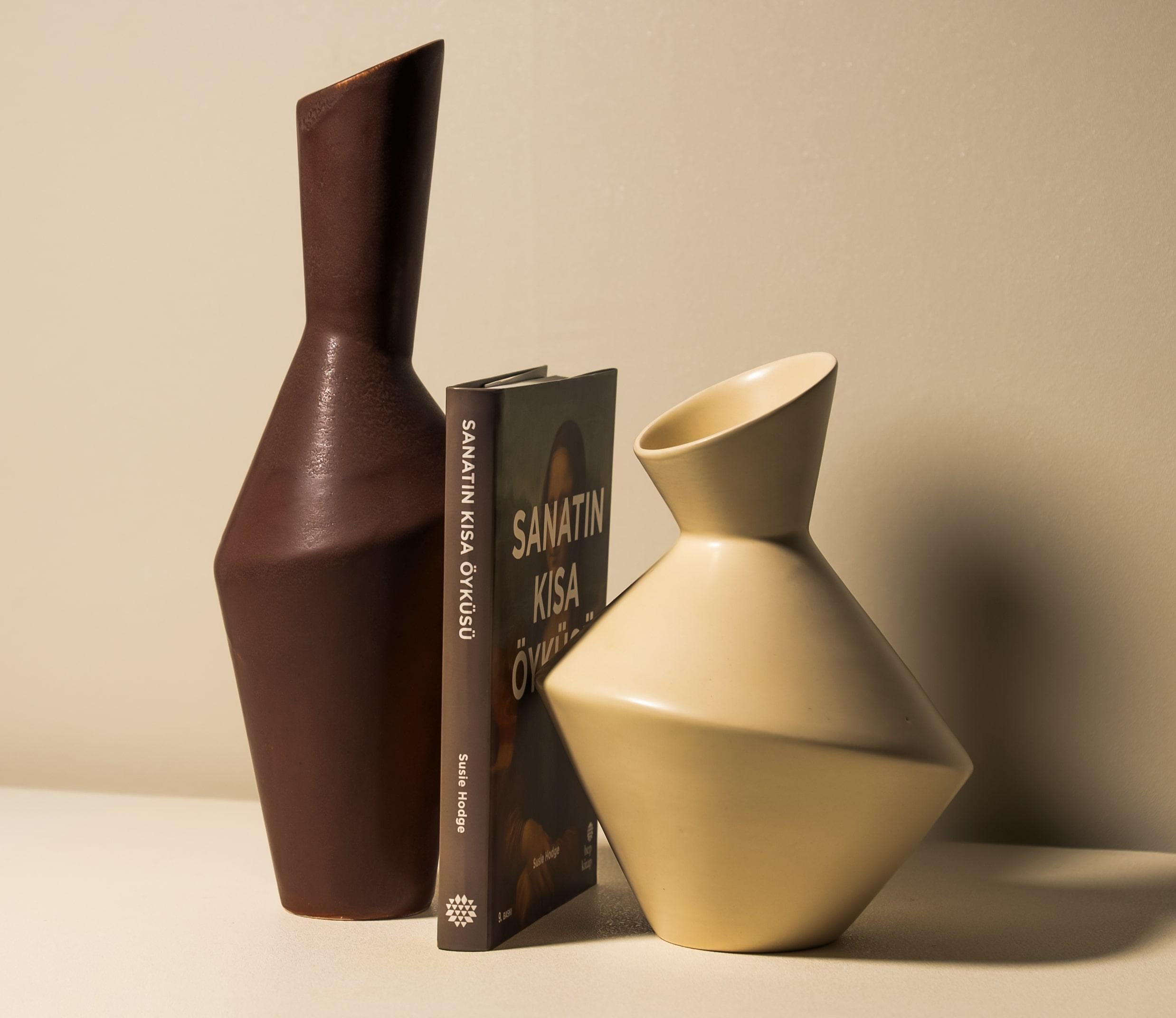 Glazed Sienna Dune Contemporary Ceramic Vase Handmade by Busra Ozdemir For Sale