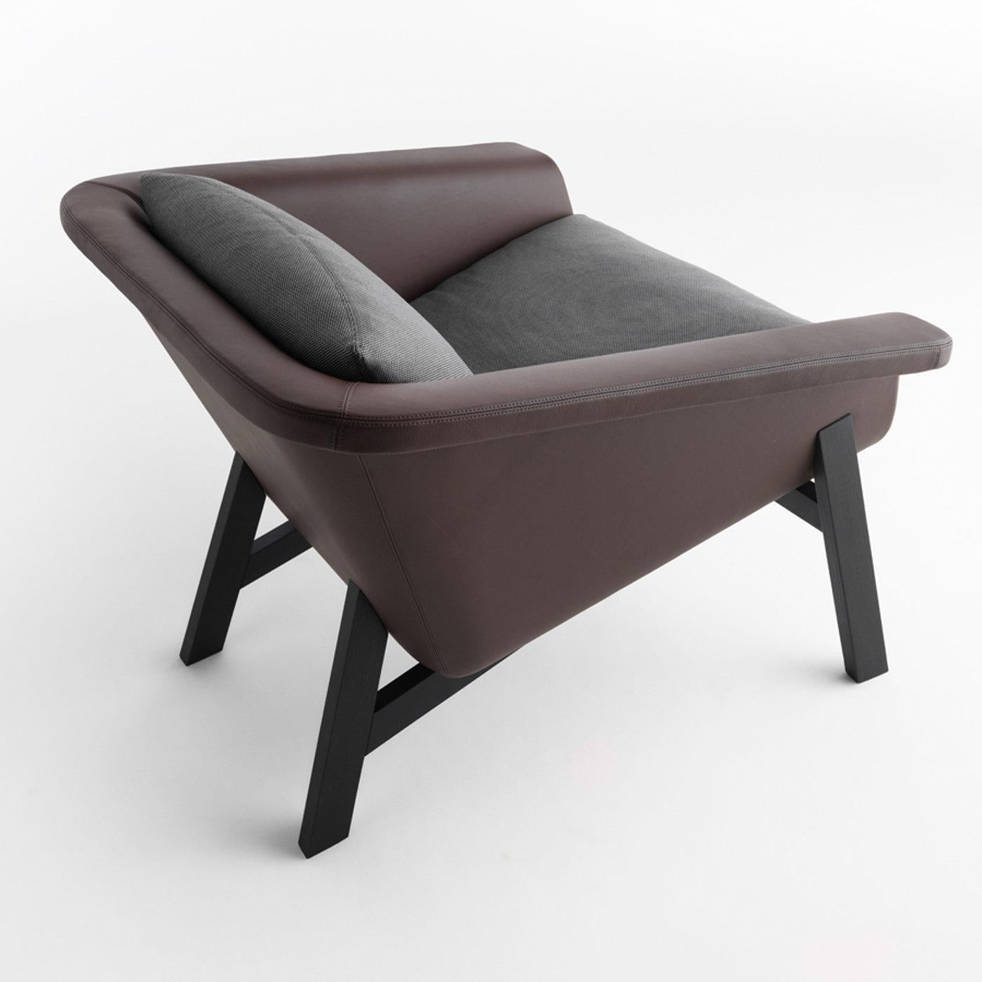 Italian Sienna Gray Armchair by Studio Balutto For Sale