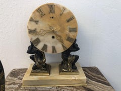 Sienna Marble, Gilt and Patinated Bronze Mantle Clock, Edward F. Caldwell