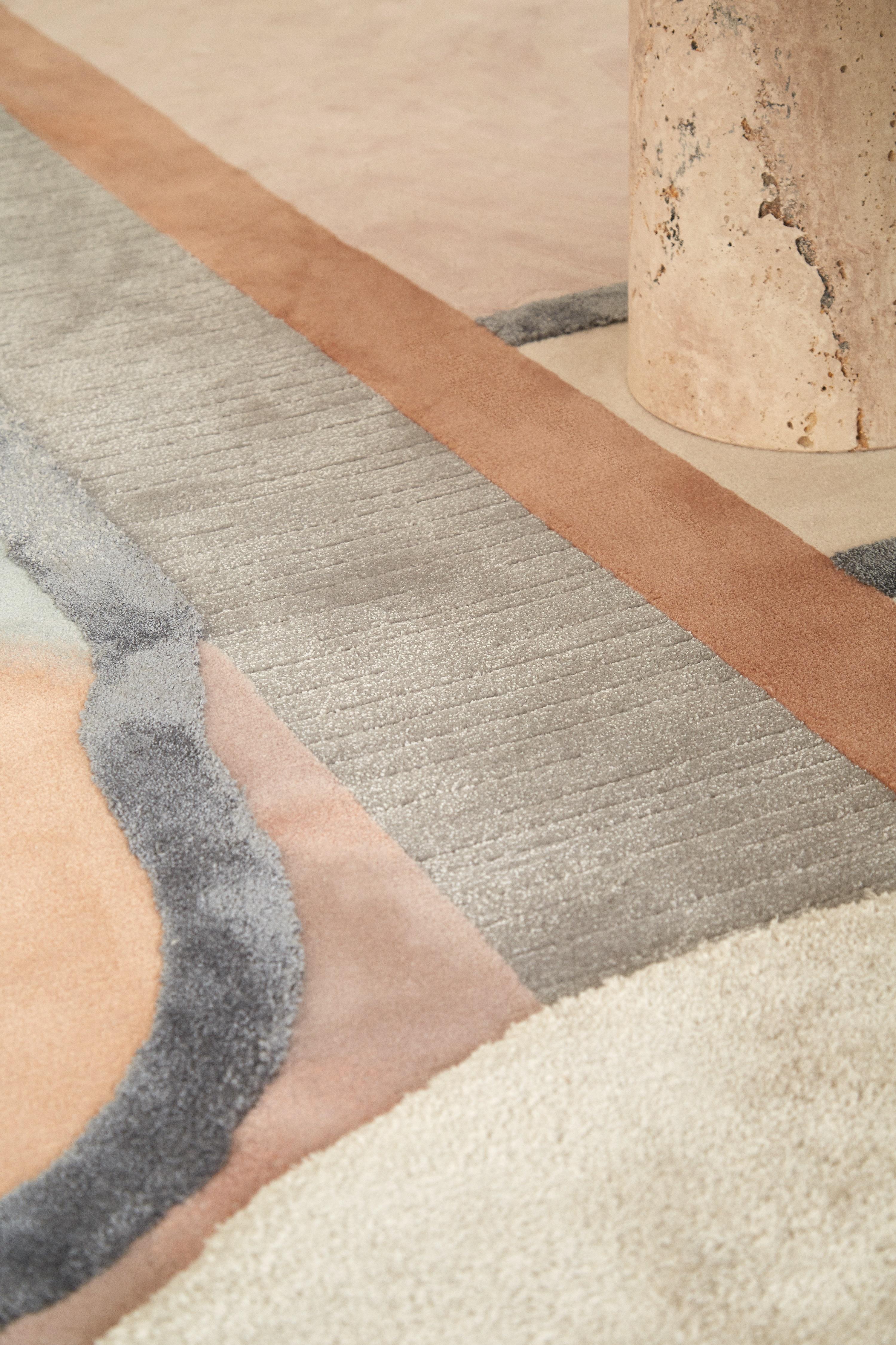 Sienna Rug by Patricia Bustos de la Torre
Dimensions: W 293 x H 362 cm.
Materials: Wool.

Sienna rug is an almost 4 m by 3 m wool rug that mixes and matches different textures, colours and patterns creating a unique and fresh compo-
sition. This