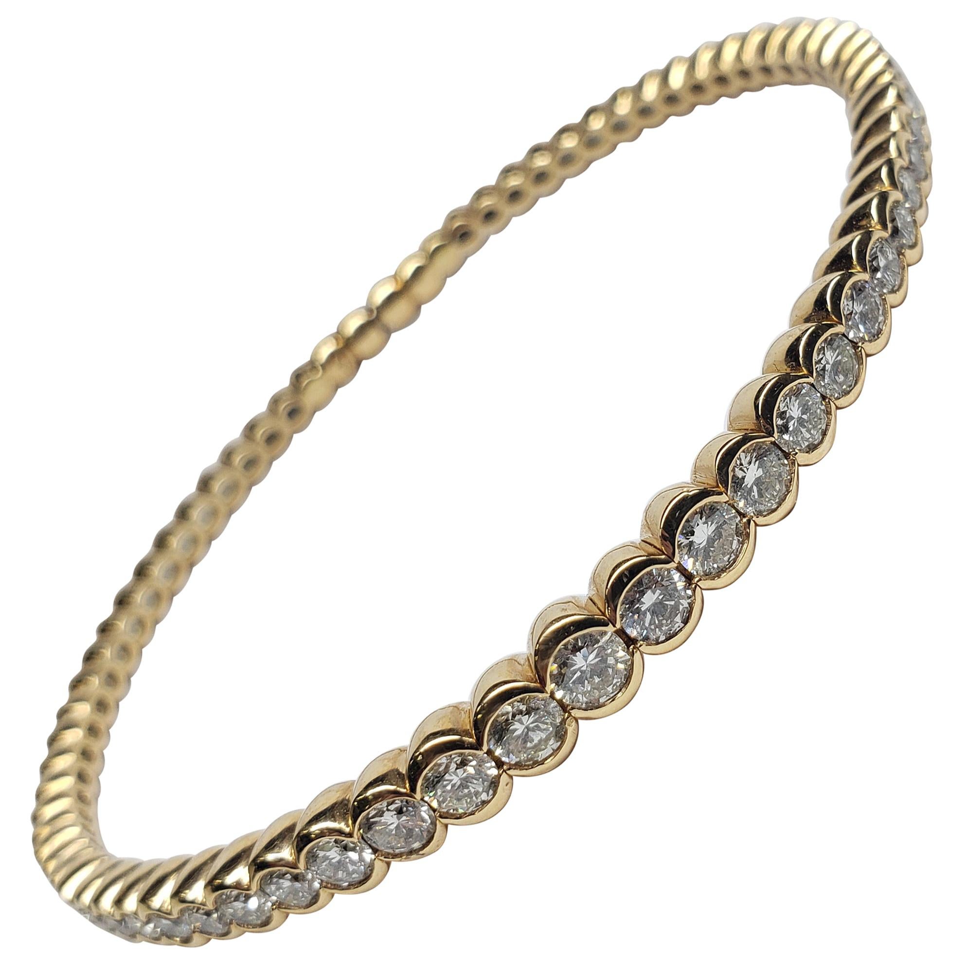 Siera 18 Karat Rose Gold and Diamond Flexible Beaded Bangle For Sale