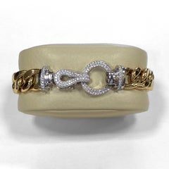 Siera 18 Karat Yellow and White Gold Medallion Curb Link Diamond Bracelet