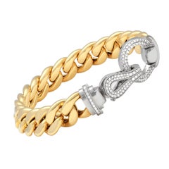 Siera 18 Karat Yellow and White Gold Medallion Curb Link Diamond Bracelet