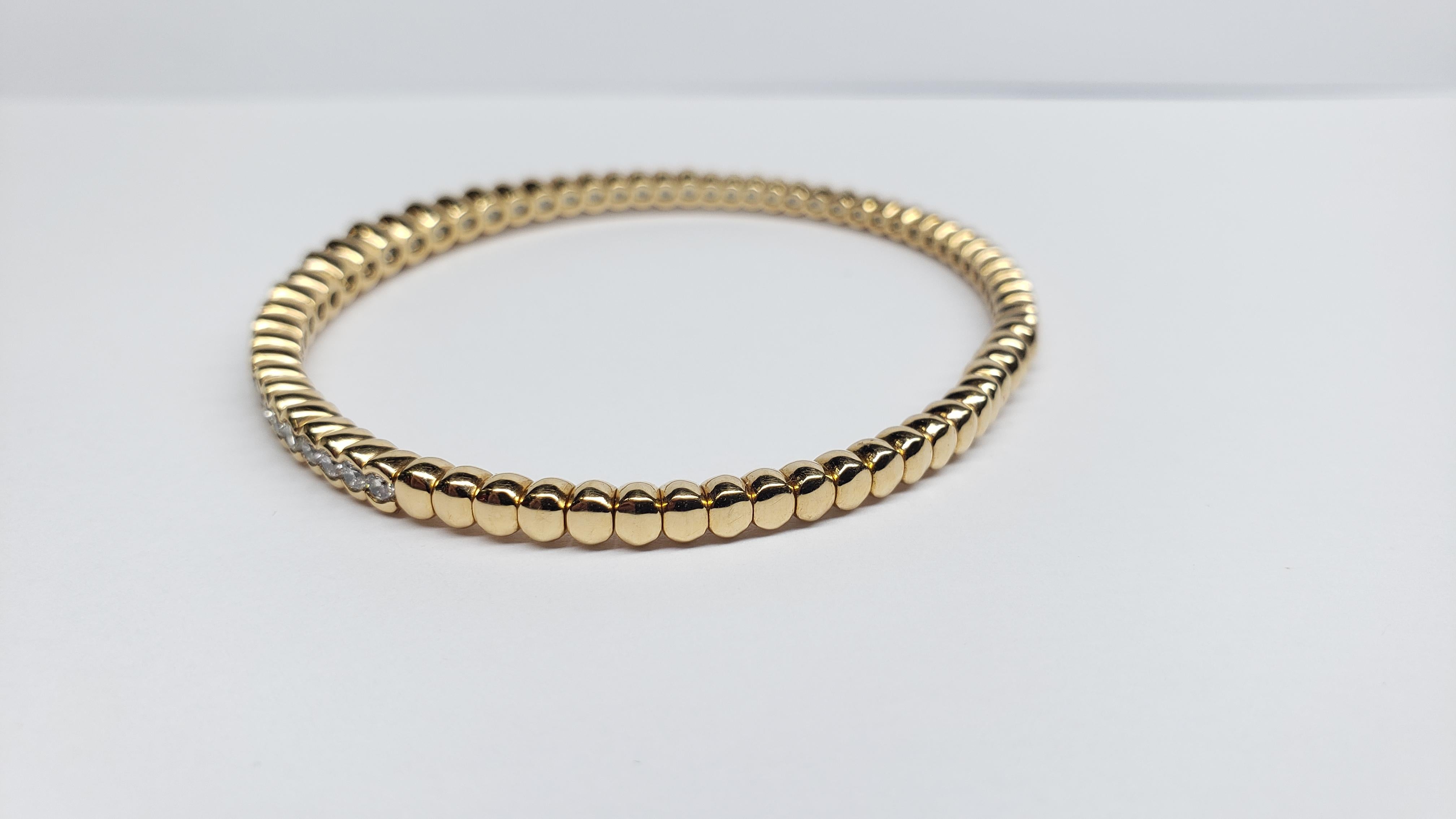 Contemporary Siera 18 Karat Rose Gold and Diamond Flexible Beaded Bangle For Sale