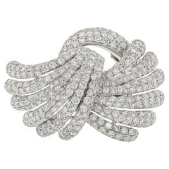 Siera 18k Weißgold 7,60ctw Pave Diamant Feder Flügel Bypass Cocktail Ring