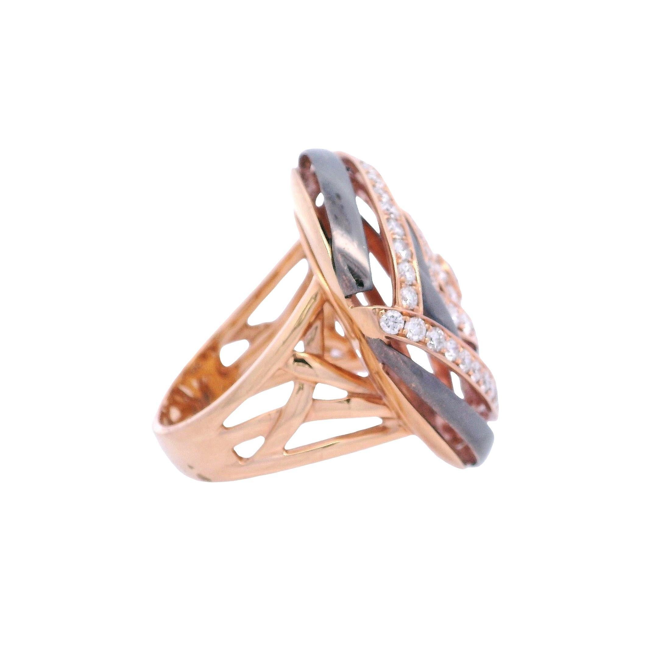 Femenino o masculino SIERA Cocktail Anillo de Oro Rosa de 18 quilates con 1,93 Quilates de Diamantes en venta