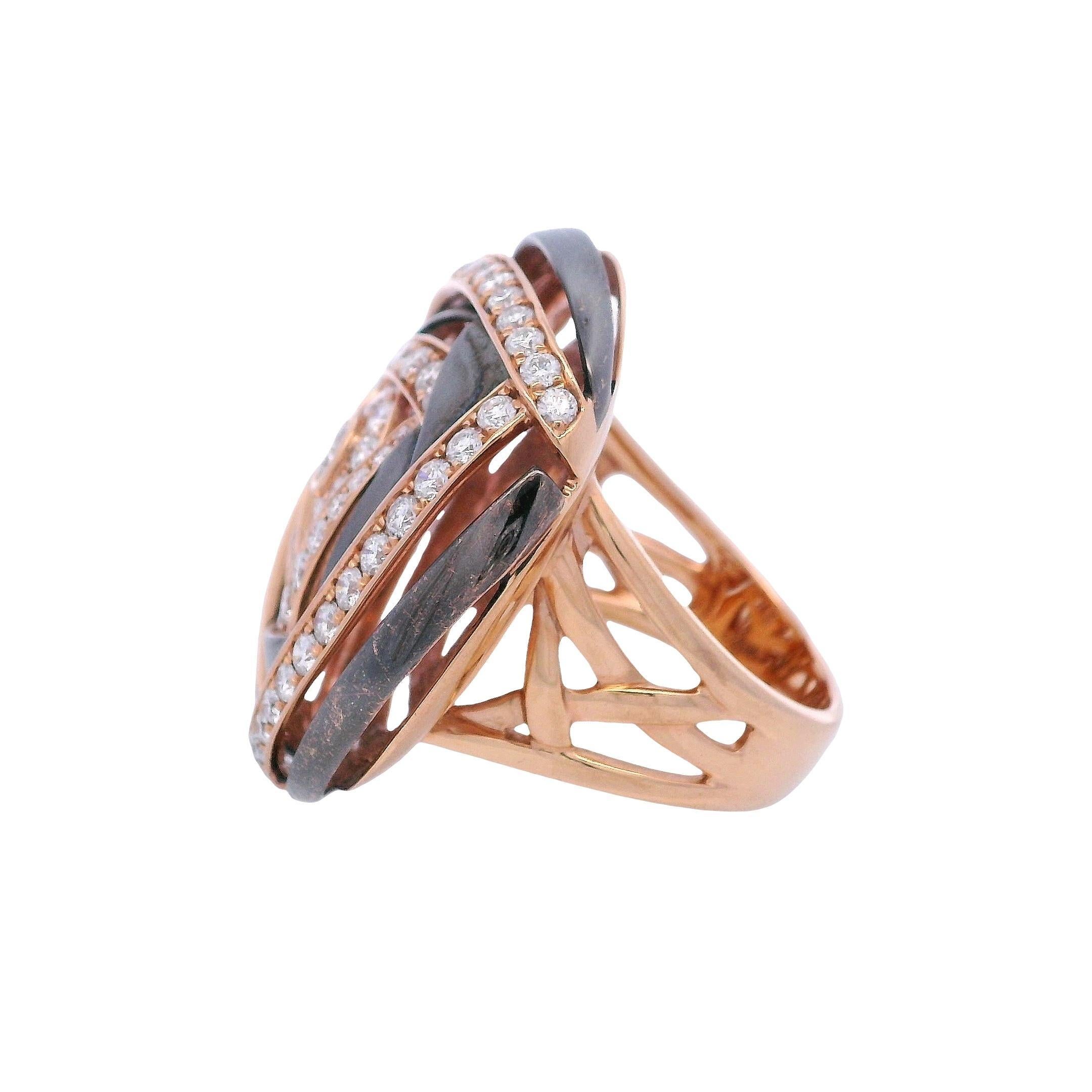 SIERA Cocktail Anillo de Oro Rosa de 18 quilates con 1,93 Quilates de Diamantes en venta 1