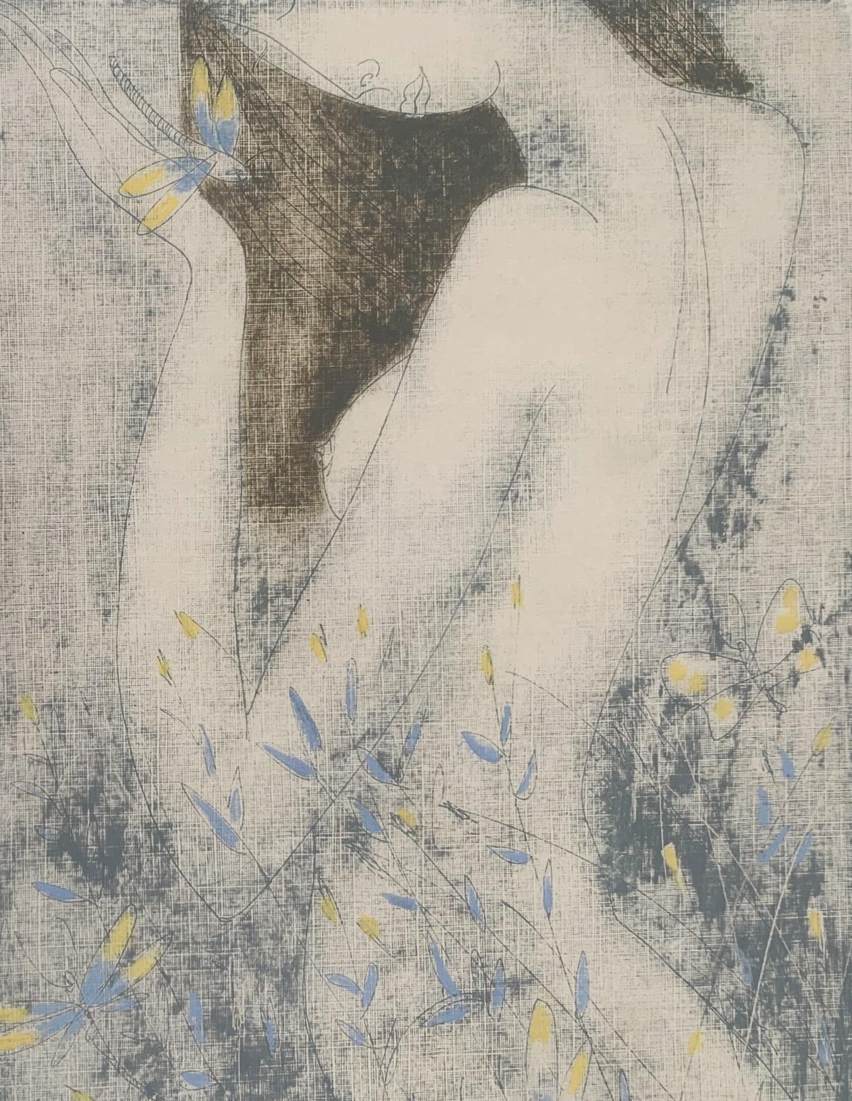 Desnuda. Monotipo Contemporáneo Desnudo Figurativo, artista europeo - Figurative Print Gris de Siergiej Timochow