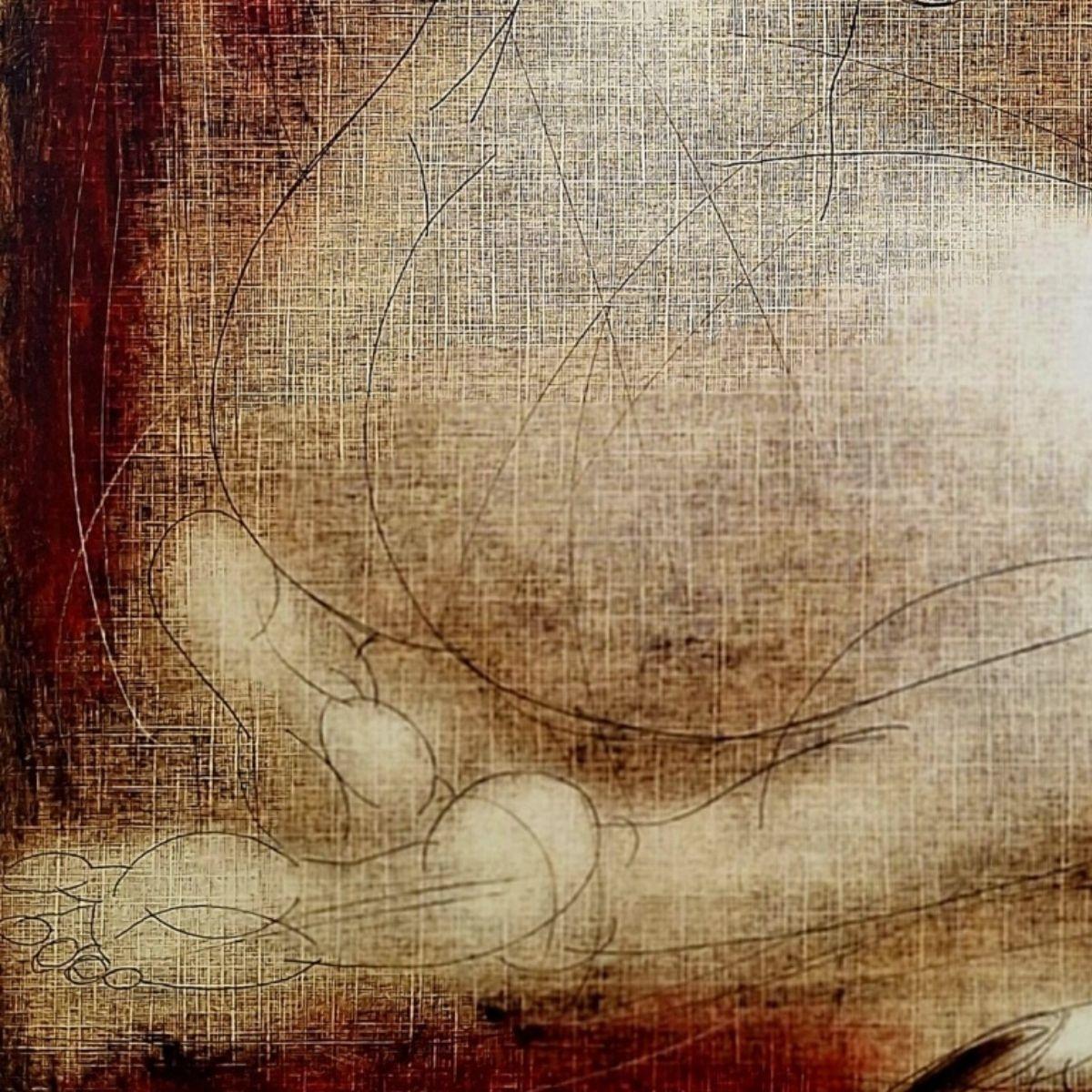 Nackt mit einem Vogel. Zeitgenössischer figurativer Monotypie-Druck, europäischer Künstler im Angebot 3