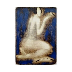 Nudo con uccelli. Stampa monotipo figurativa contemporanea, artista europeo