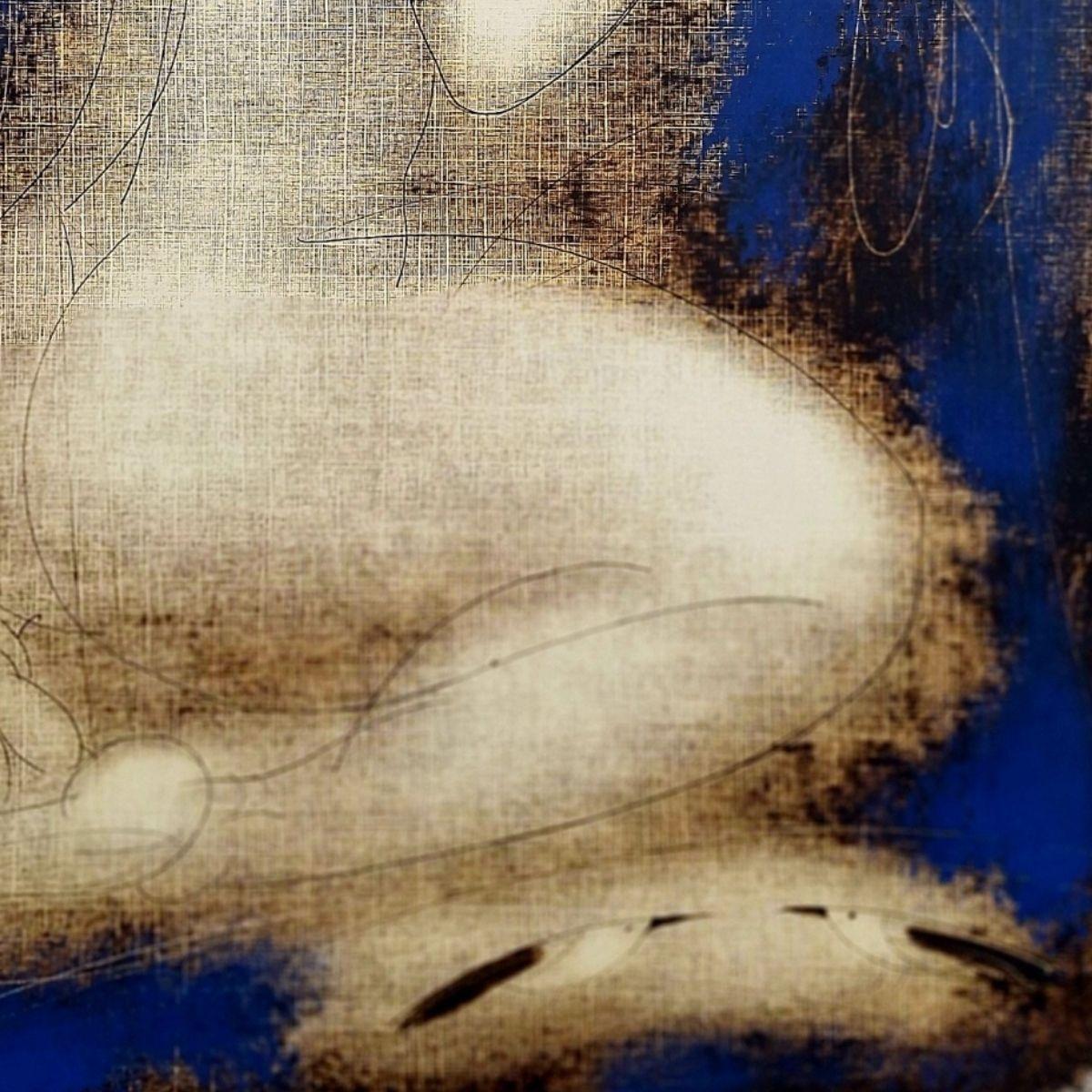 Desnudo con pájaros. Monotipo figurativo contemporáneo, artista europeo en venta 3