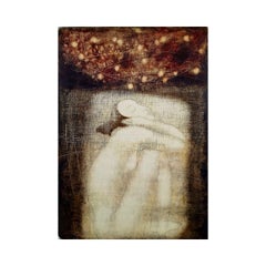 Nudo con mele del paradiso. Stampa monotipo di nudo contemporaneo, artista europeo