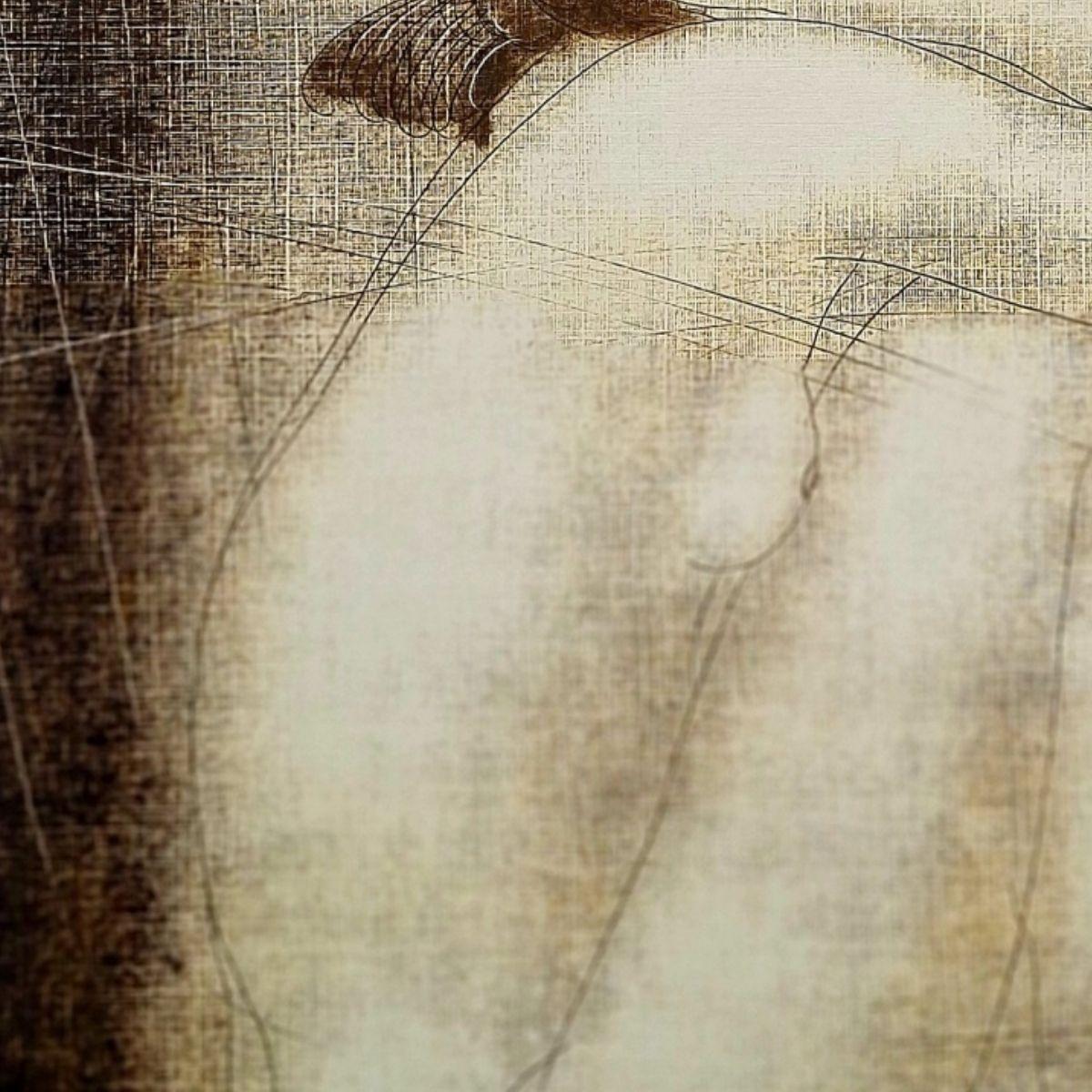 Nackt mit Paradiesäpfeln. Zeitgenössischer Akt Monotypie-Druck, europäischer Künstler im Angebot 3