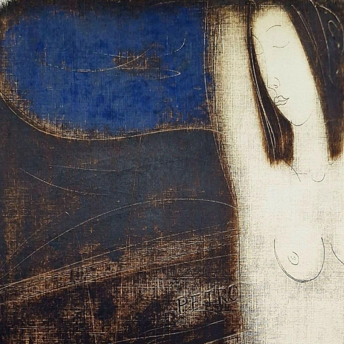 Desnudo con piano. Monotipo Contemporáneo Desnudo Figurativo, artista europeo en venta 2